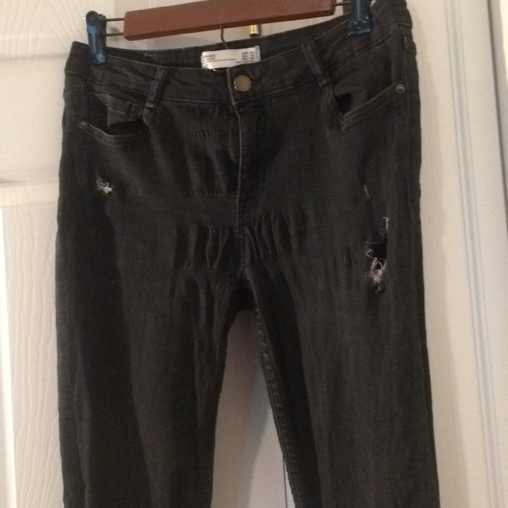 ZARA black super skinny distressed jeans